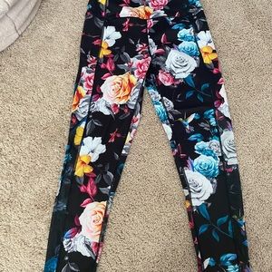 Zyia Black Floral Mesh Leggings